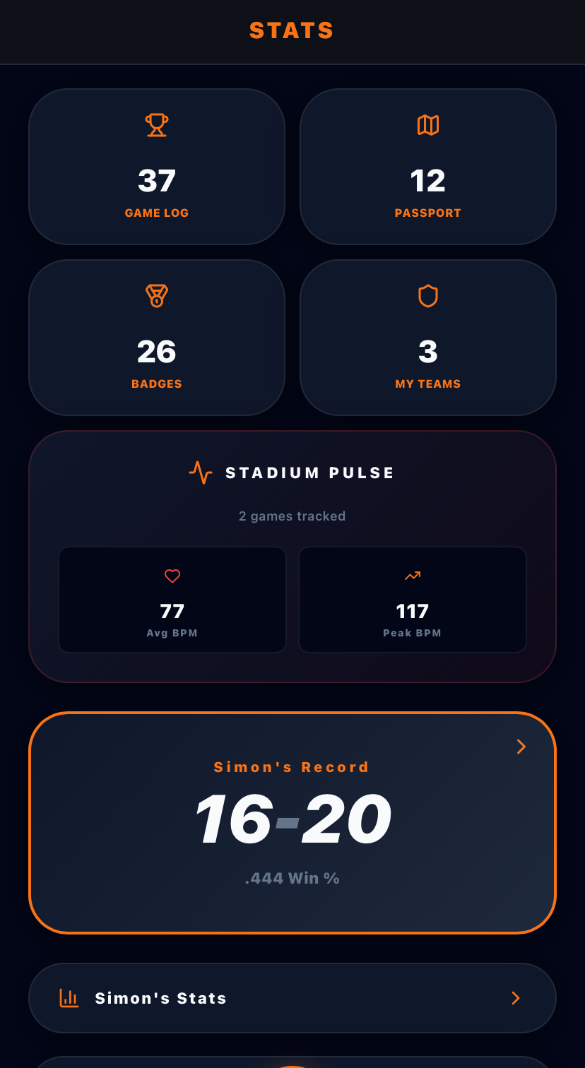 Fan Stat win-loss record and savant-style percentile metrics